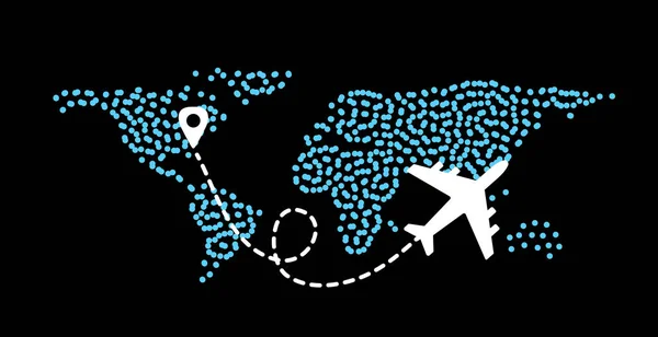Φέρουν Αεροπλάνο Για Φόντο Του Παγκόσμιου Χάρτη Μια Διαδρομή Από — Διανυσματικό Αρχείο