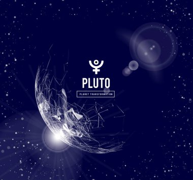 Pluto, gezegenin astrolojisinde sorumlu dönüştürme, yeniden doğuş, kitlelerin toplu enerji için. Vektör çizim
