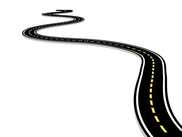 Uscendo dall'autostrada, strada curva con indicazioni. Illustrazione vettoriale 3D su bianco — Vettoriale Stock