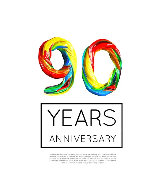 90η επέτειος, συγχαρητήρια για την εταιρεία ή πρόσωπο σε άσπρο φόντο. Διάνυσμα — Διανυσματικό Αρχείο