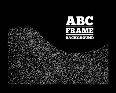 Çerçeve farklı boyutlarda mektupları hazırlandı. ABC metin çerçeve vektör tasarımı siyah arka plan üzerine