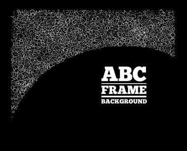 Çerçeve farklı boyutlarda mektupları hazırlandı. ABC metin çerçeve vektör tasarımı siyah arka plan üzerine