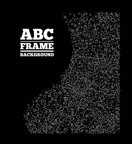 Quadro criado a partir das letras de diferentes tamanhos. Desenho de vetor de quadro de texto ABC em fundo preto —  Vetores de Stock