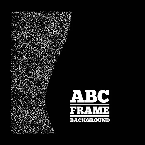 Frame gemaakt van de letters van verschillende maten. ABC frame vector tekstontwerp op zwarte achtergrond — Stockvector