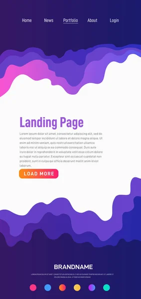 Landing page design template. Wave origami paper cut style. Can be used for ui, web, print design. Vector — Stock Vector