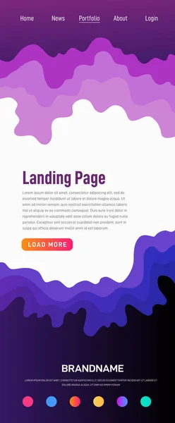 Landing page design template. Wave origami paper cut style. Can be used for ui, web, print design. Vector — Stock Vector