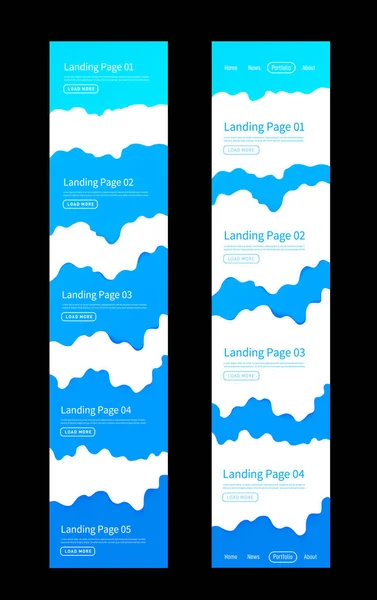랜딩 페이지 디자인 서식 파일 물결 종이 접기 종이 컷 스타일. Ui, 웹, 인쇄 디자인을 위해 사용할 수 있습니다. 벡터 — 스톡 벡터