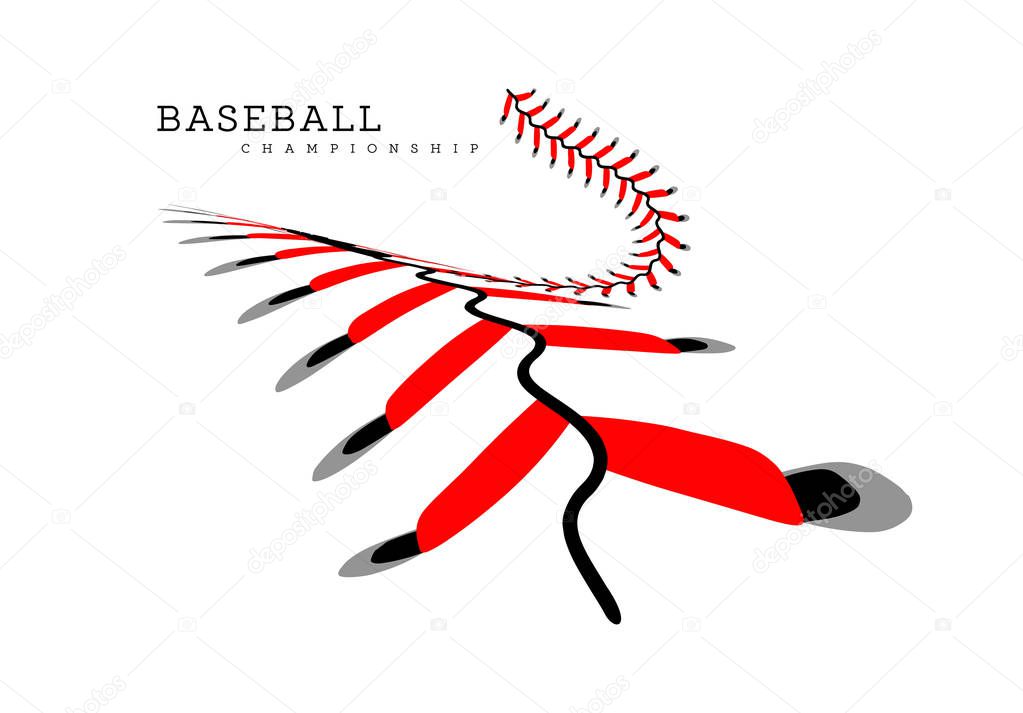 Lace from a baseball on a white background. Vector illustration