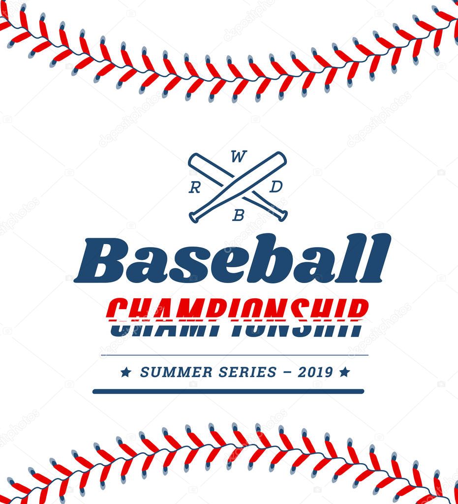 Baseball ball text frame on white background illustration