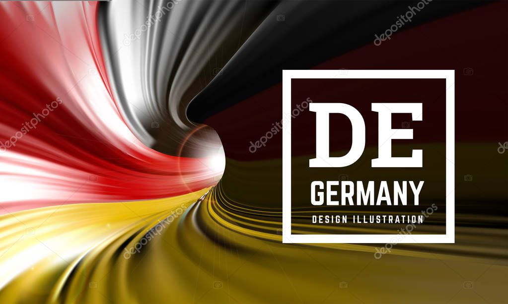 Germany flag in the form of a spiral pipe. Inside view. Vector illustration