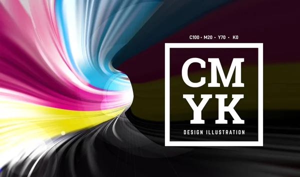 CMYK краска в виде 3D спиральной трубы. Вид изнутри. Векторная иллюстрация — стоковый вектор