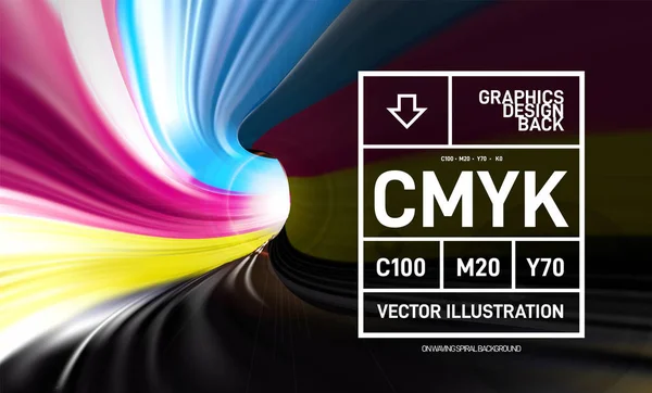 CMYK фарба у вигляді 3D спіральної труби. Зсередини. Векторні ілюстрації — стоковий вектор