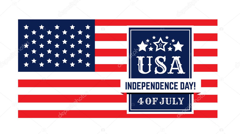 Congratulations on America s Independence Day, July 4 - the US national holiday on a flag background. Vector