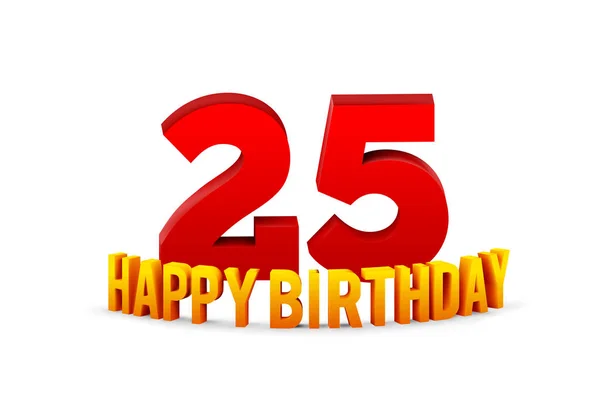 Gefeliciteerd met de 25e verjaardag, gelukkige verjaardag met afgeronde 3D-tekst en schaduw geïsoleerd op witte achtergrond. Vector — Stockvector