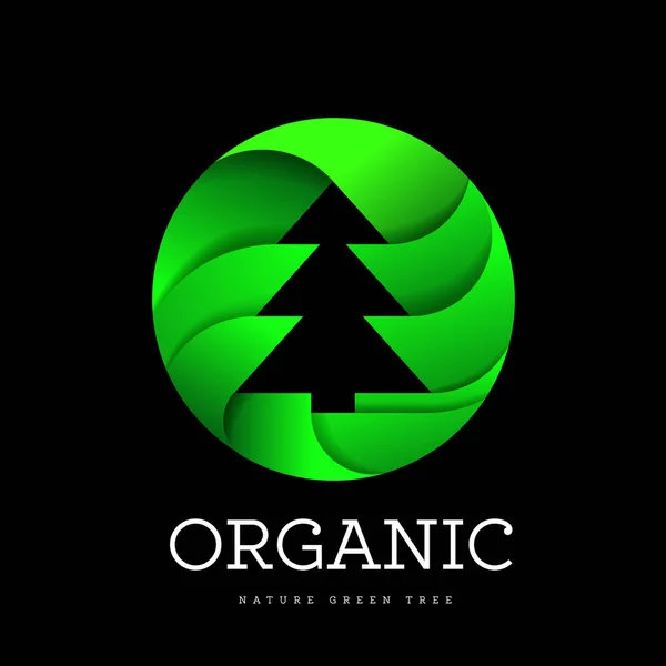 Árvore orgânica sinal de abeto em um fundo branco na forma de um círculo. Logotipo para orgânico e tudo o que está conectado com árvores e natureza —  Vetores de Stock