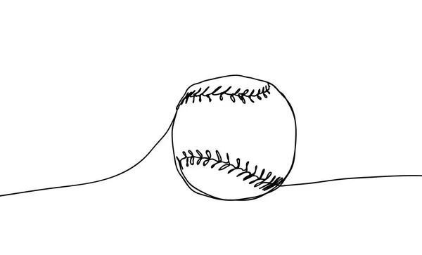 Бейсбольний м'яч Векторні ілюстрації на білому тлі. Стиль малювання безперервної лінії . — стоковий вектор