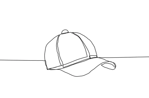 Figura vetorial de boné de beisebol em um fundo branco. Estilo de desenho de linha contínua . — Vetor de Stock