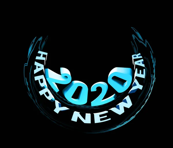 Felicitaciones por el Año Nuevo 2020. Redondeado dibujos animados 3D texto divertido —  Fotos de Stock