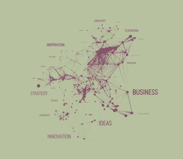 Big-Data-Business-Lösungskonzept in Word-Tag-Cloud mit Plexud-Dot-and-Line-Verbindung. geometrischer Hintergrund — Stockfoto