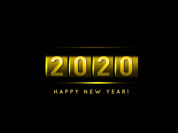 New Year golden counter 2020 vector illustration on black — 스톡 벡터