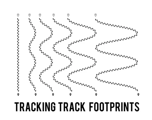 徒歩経路を追跡するための人間の足跡の追跡。靴からのシルエットが。ベクトル図 — ストックベクタ
