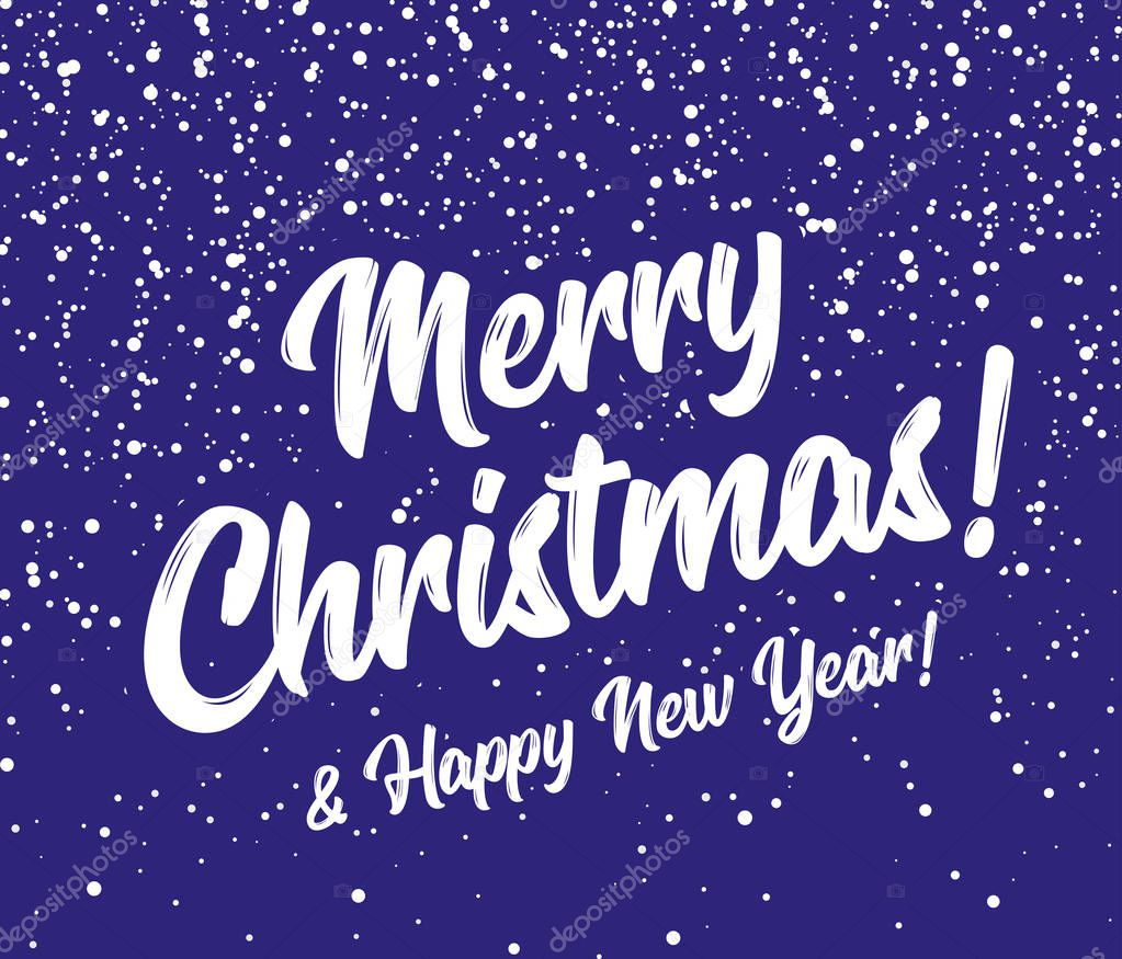 Merry christmas and happy new year snow background. Round snowflakes on a background of blue sky. Vector
