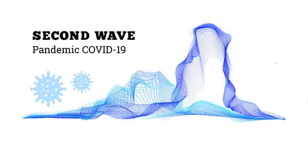 İkinci dalga covid-19. Beyaz üzerine vektör illüstrasyonu — Stok Vektör