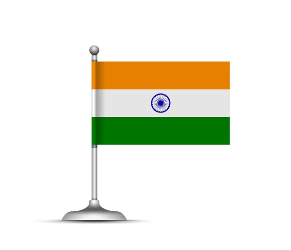 Indian flag standing on white background. Vector illustration — Stock Vector