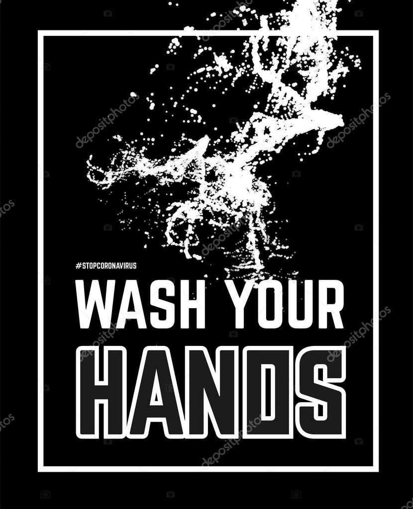 Wash your hand. Vector illustration with water splash