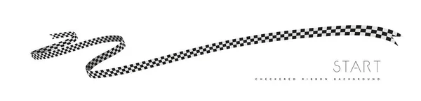 Checkered Racing Flagga Band Vektor Illustration Vit Bakgrund — Stock vektor