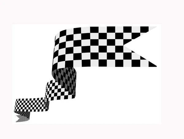 Checkered Racing Flagga Band Vektor Illustration Vit Bakgrund — Stock vektor