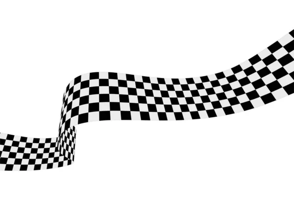 Geruite Race Vlag Lint Vector Illustratie Witte Achtergrond — Stockvector