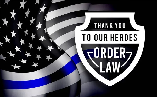 Nce Mavi Çizgi Amerikan Bayrağı Polis Sembolü Vektör Illüstrasyonu — Stok Vektör