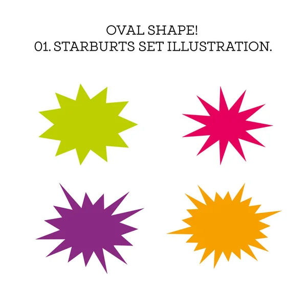Starburst Tal Bubbla Set Oval Form Illustration Vit Bakgrund — Stockfoto