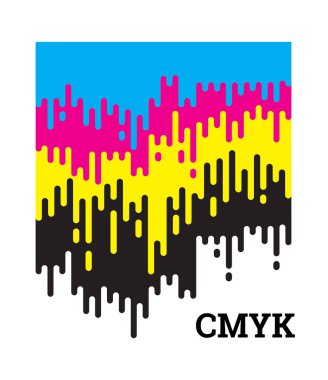 Yuvarlak düzensiz çizgilerle CMYK konsept illüstrasyonu