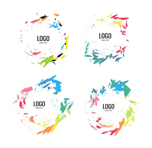 Серія Круглих Логотипів Природному Стилі Білому Тлі Ілюстрація — стокове фото