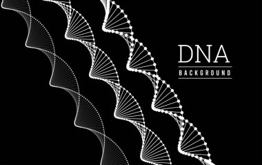 DNA yapısı. Deoksiribonükleik asit. Siyah üzerine illüstrasyon