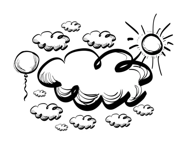 Hand tekening hemel met wolken — Stockfoto