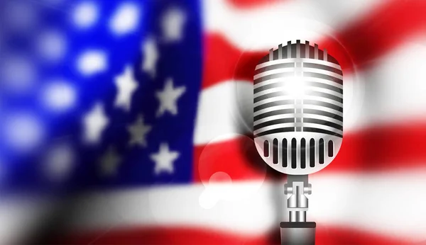 Flaga Usa Mikrofonem Ilustracja Wektora — Wektor stockowy