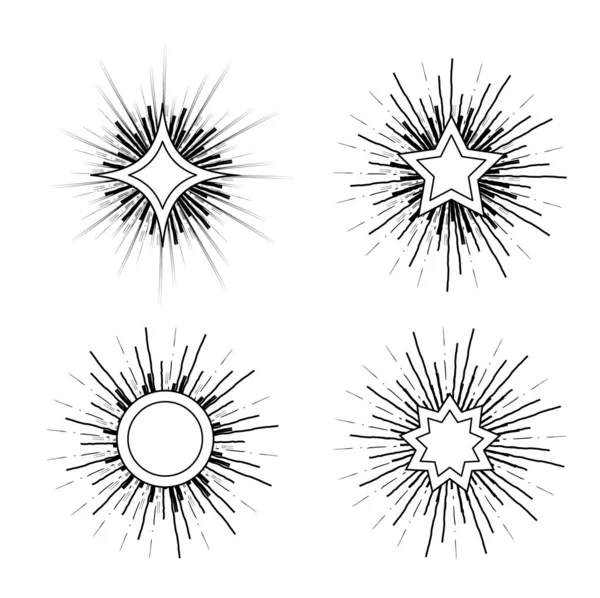 Винтажная Звезда Стиле Хипстера Лопнула Лучей Набор Иллюстраций — стоковое фото
