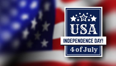 Amerika 'nın Bağımsızlık Günü, 4 Temmuz, bayrak arka planında ABD ulusal bayramı için tebrikler. resimleme