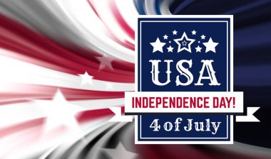 Amerika 'nın Bağımsızlık Günü, 4 Temmuz, bayrak arka planında ABD ulusal bayramı için tebrikler. resimleme