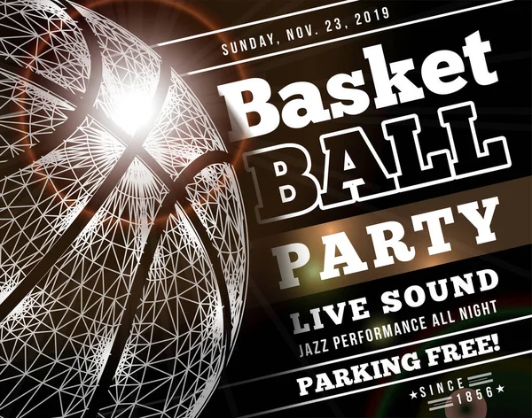 Basketbalfeest Met Een Basketbal Vector Illustratie Kan Worden Gebruikt Als — Stockvector