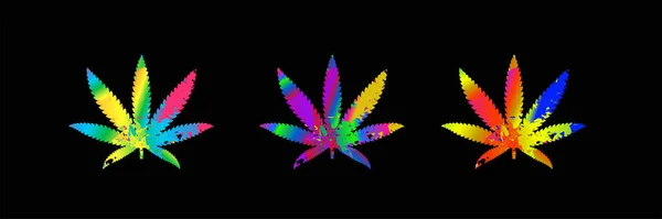 Feuilles Cannabis Sur Fond Dégradé Multicolore Illustration Vectorielle Sur Fond — Image vectorielle