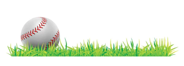 Baseballball Mit Grünem Gras Auf Weißem Hintergrund Vector Illustration — Stockvektor