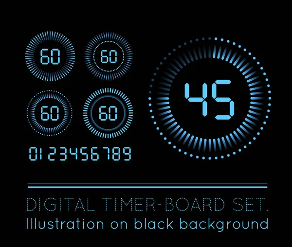 Digital Countdown Timer Set Isolated Black Background — Stock Photo, Image