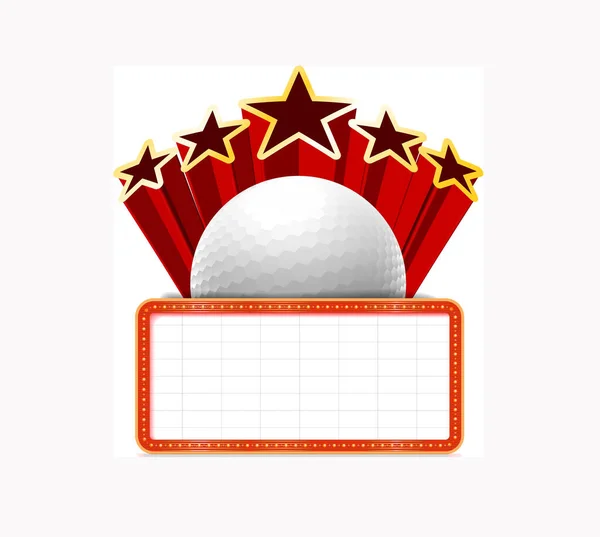 Marquee Board Annonce Avec Une Balle Golf Illustration Vectorielle — Image vectorielle