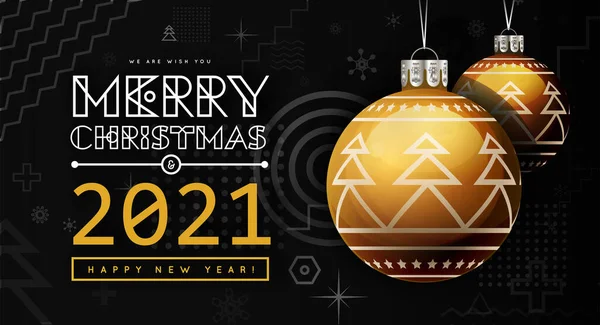 Félicitations Pour Nouvel 2020 Noël Avec Des Boules Noël Dorées — Image vectorielle