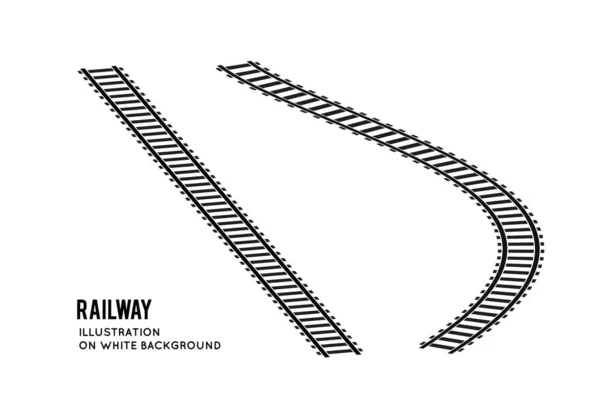 Railroad set top view. Vector illustration on white — Stock Vector