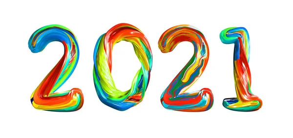 Цветной Трехмерный Текст 2021 Года Поздравляем Новым 2021 Годом — стоковое фото